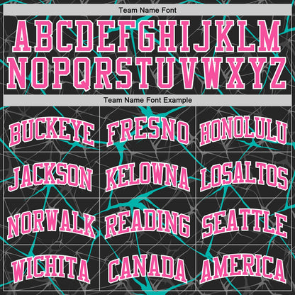 Custom Black Pink Aqua-White Abstract Network Round Neck Sublimation Basketball Set Jersey