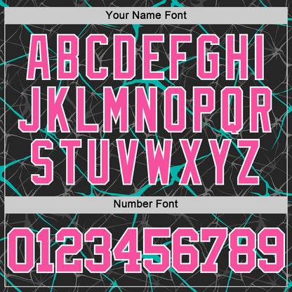 Custom Black Pink Aqua-White Abstract Network Round Neck Sublimation Basketball Set Jersey