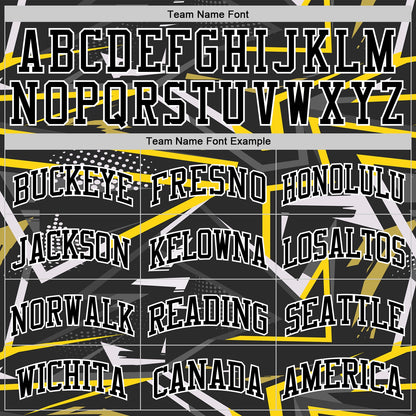 Custom Black Gold-White Line Round Neck Sublimation Basketball Set Jersey