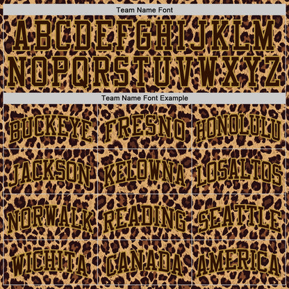 Custom Brown Old Gold Leopard Print Round Neck Sublimation Basketball Set Jersey