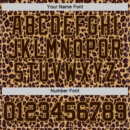 Custom Brown Old Gold Leopard Print Round Neck Sublimation Basketball Set Jersey