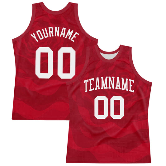 Custom Red White Fluid Art Round Neck Sublimation Basketball Set Jersey