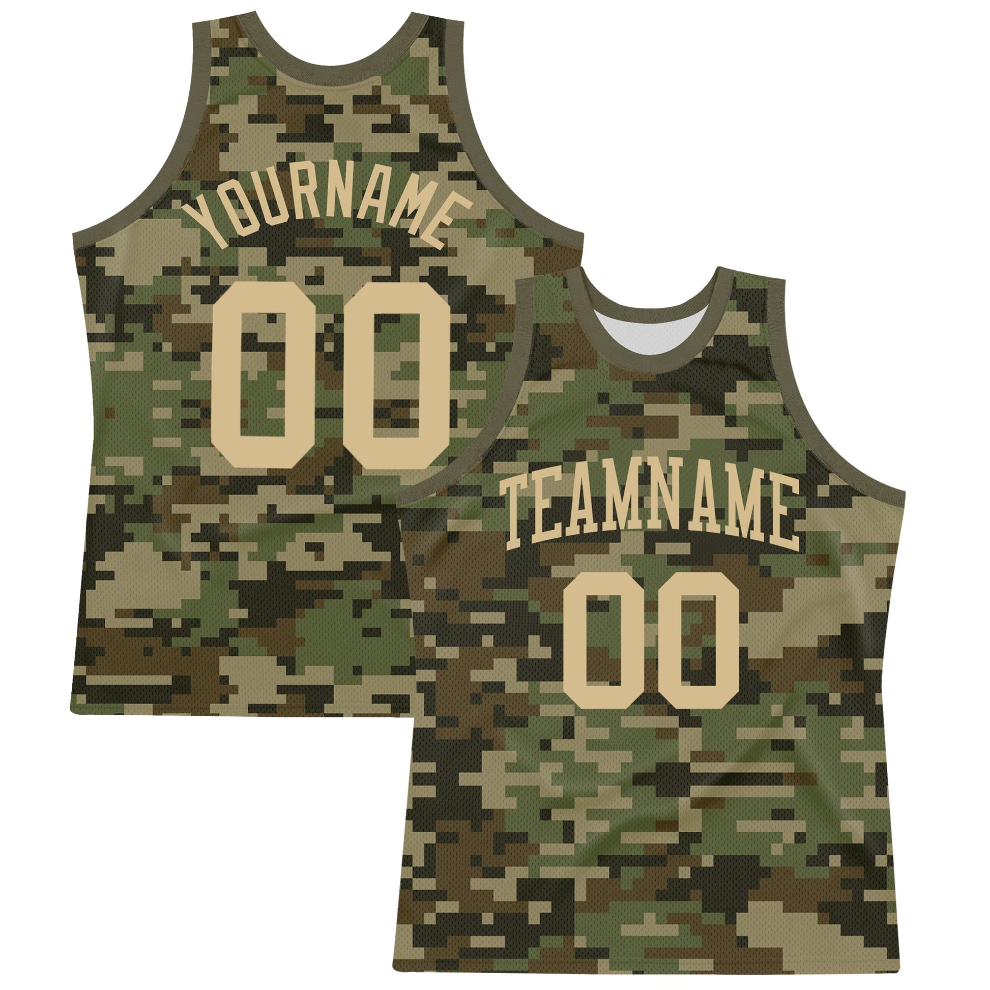 Custom Camo Vegas Gold-Olive Round Neck Sublimation Salute To Service Basketball Set Jersey