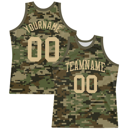 Custom Camo Vegas Gold-Olive Round Neck Sublimation Salute To Service Basketball Set Jersey