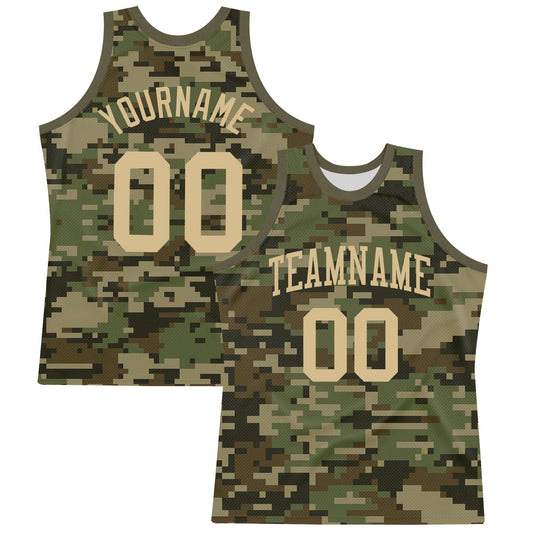Custom Camo Vegas Gold-Olive Round Neck Sublimation Salute To Service Basketball Set Jersey