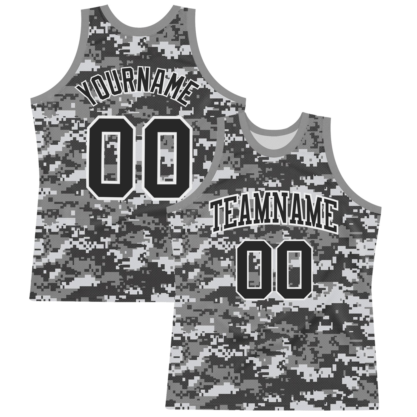 Custom Camo Black-White Round Neck Sublimation Salute To Service Basketball Set Jersey