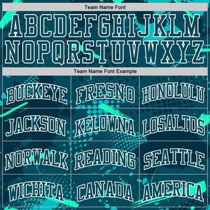 Custom Green Aqua-White Splash Round Neck Sublimation Basketball Set Jersey