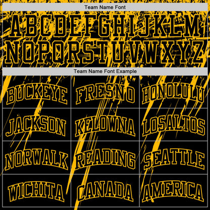 Custom Black Gold Splash Round Neck Sublimation Basketball Set Jersey