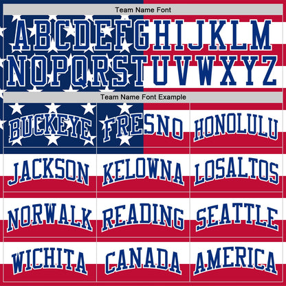 Custom Red Royal-White American Flag Round Neck Sublimation Basketball Set Jersey