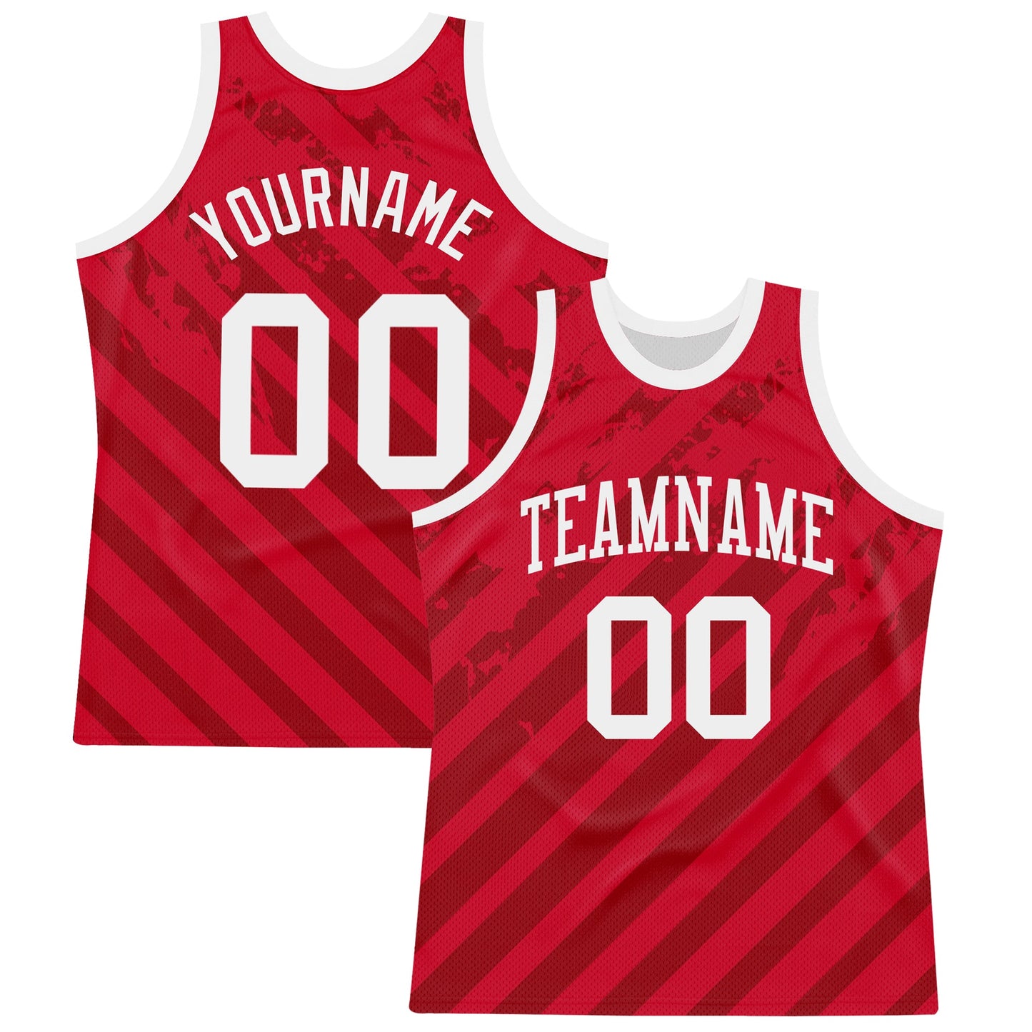 Custom Red White Line Round Neck Sublimation Basketball Set Jersey