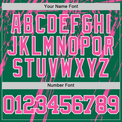 Custom Kelly Green Pink-White Splash Round Neck Sublimation Basketball Set Jersey