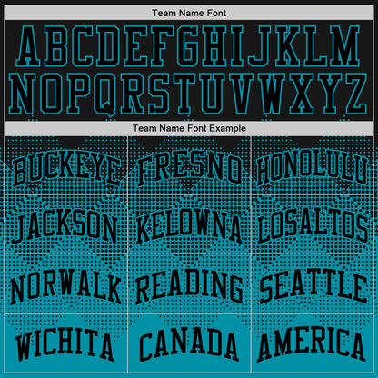 Custom Black Teal Gradient Square Shapes Round Neck Sublimation Basketball Set Jersey