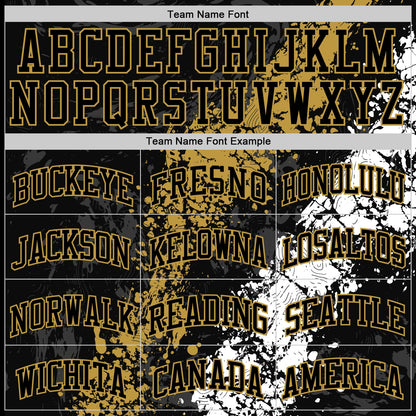 Custom Black Old Gold-White Splash Round Neck Sublimation Basketball Set Jersey