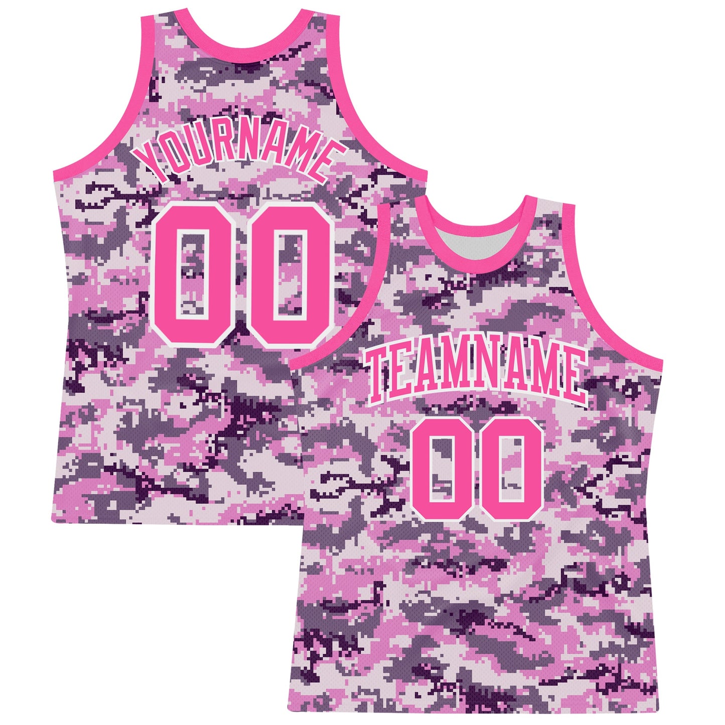 Custom Camo Pink-White Round Neck Sublimation Salute To Service Basketball Set Jersey