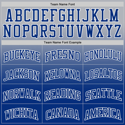 Custom Gray Royal-White Fade Fashion Round Neck Sublimation Basketball Set Jersey