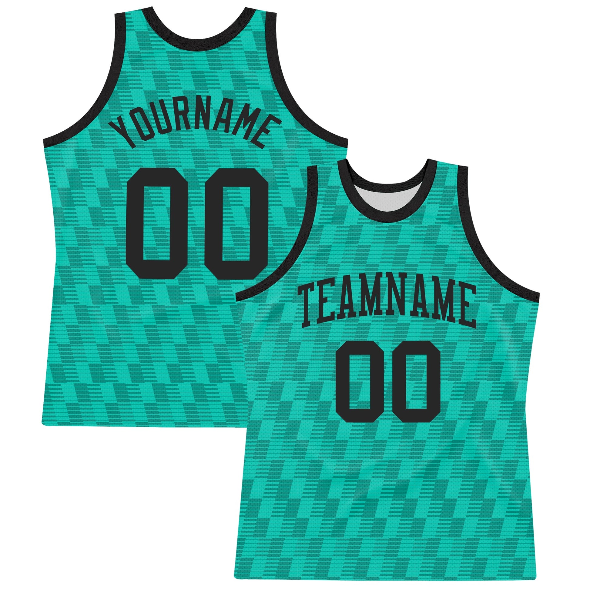 Custom Teal White Line Round Neck Sublimation Basketball Set Jersey