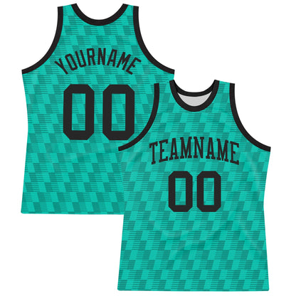 Custom Teal White Line Round Neck Sublimation Basketball Set Jersey