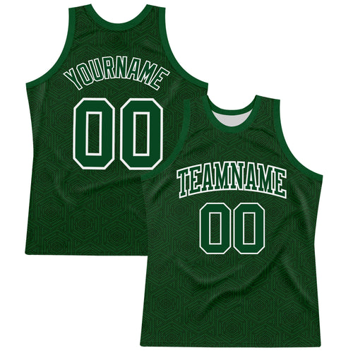 Custom Green White Geometric Shape Round Neck Sublimation Basketball Set Jersey
