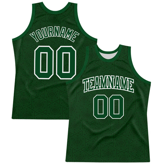 Custom Green White Geometric Shape Round Neck Sublimation Basketball Set Jersey