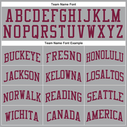 Custom Gray Maroon Round Neck Basketball Uniform Jersey