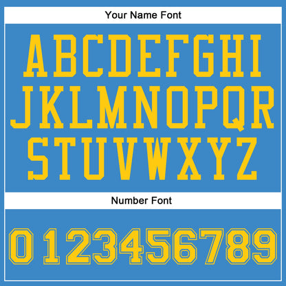 Custom Blue Gold Round Neck Basketball Uniform Jersey