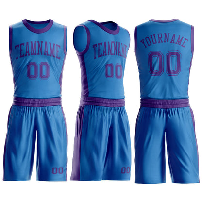 Custom Blue Purple Round Neck Basketball Uniform Jersey