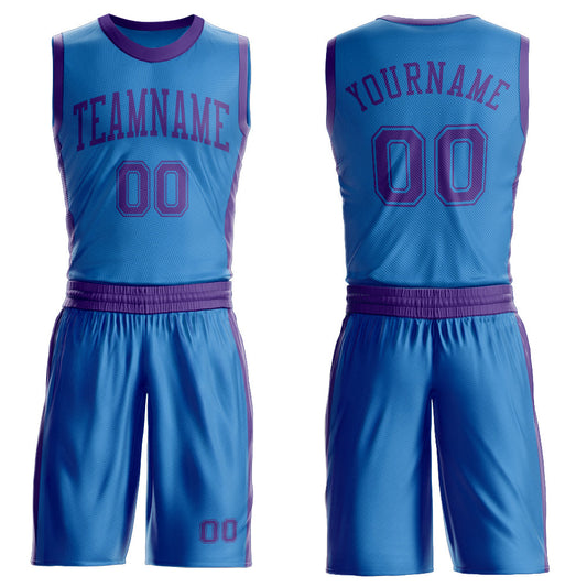 Custom Blue Purple Round Neck Basketball Uniform Jersey