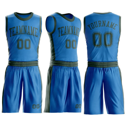 Custom Blue Green Round Neck Basketball Uniform Jersey