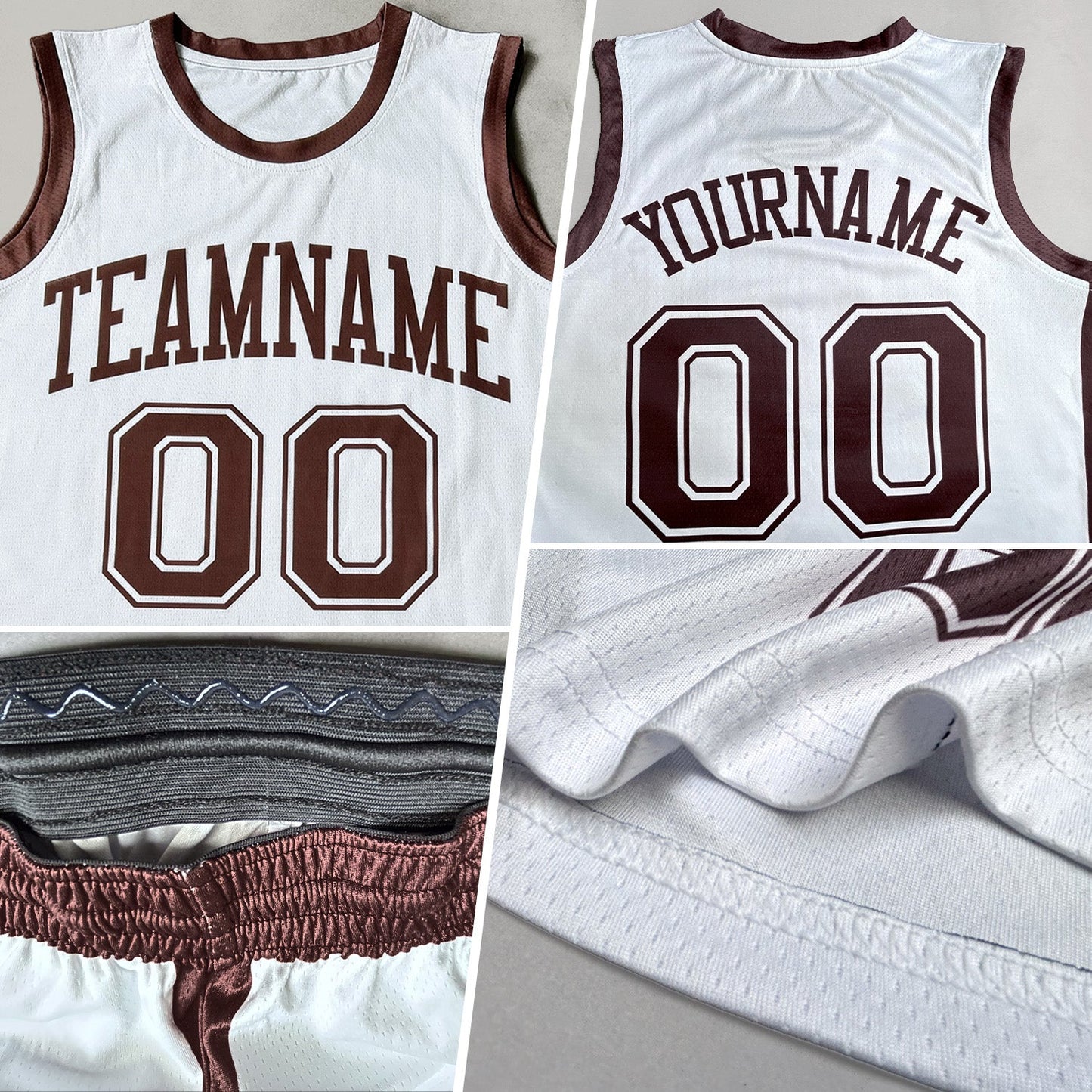 Custom Neon Green Brown Round Neck Basketball Uniform Jersey