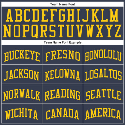 Custom Navy Gold Round Neck Basketball Uniform Jersey