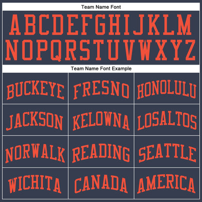 Custom Navy Orange Round Neck Basketball Uniform Jersey