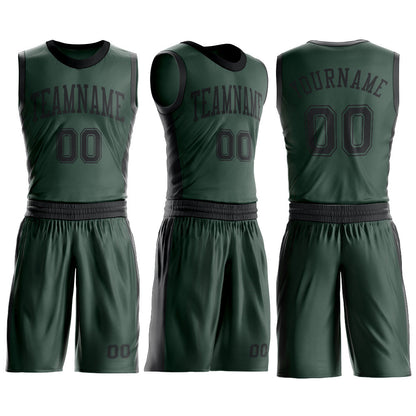Custom Green Black Round Neck Basketball Uniform Jersey