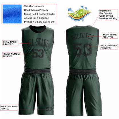 Custom Green Black Round Neck Basketball Uniform Jersey