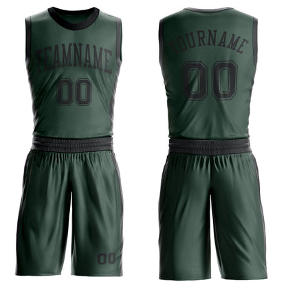 Custom Green Black Round Neck Basketball Uniform Jersey