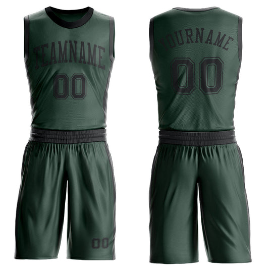 Custom Green Black Round Neck Basketball Uniform Jersey