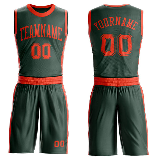 Custom Green Orange Round Neck Basketball Uniform Jersey