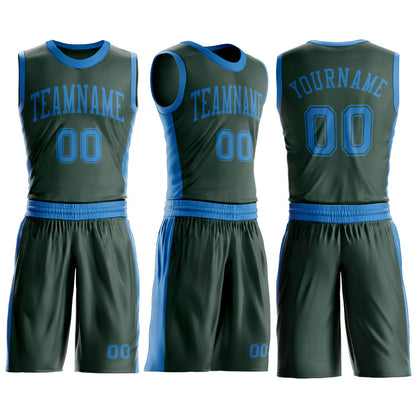 Custom Green Blue Round Neck Basketball Uniform Jersey