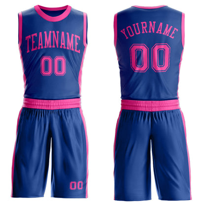 Custom Royal Pink Round Neck Basketball Uniform Jersey