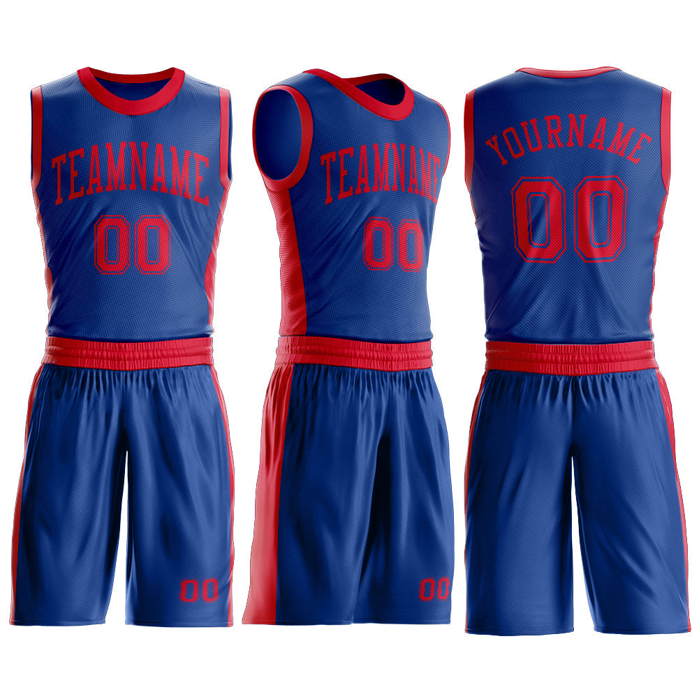 Custom Royal Red Round Neck Basketball Uniform Jersey