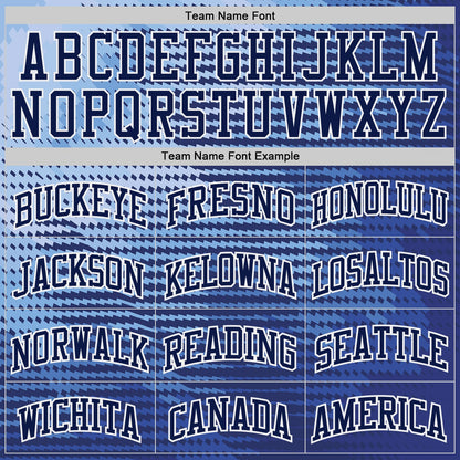 Custom Blue Navy White-Gold Gradient Geometric Stripe Round Neck Sublimation Basketball Uniform Jersey