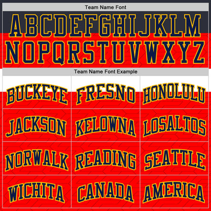 Custom Red Navy White-Gold Geometric Stripe Round Neck Sublimation Basketball Uniform Jersey