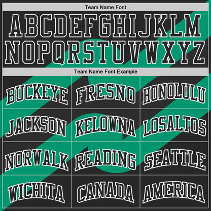 Custom White Black Green-Gold Wave Geometric Stripe Round Neck Sublimation Basketball Uniform Jersey