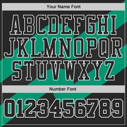 Custom White Black Green-Gold Wave Geometric Stripe Round Neck Sublimation Basketball Uniform Jersey