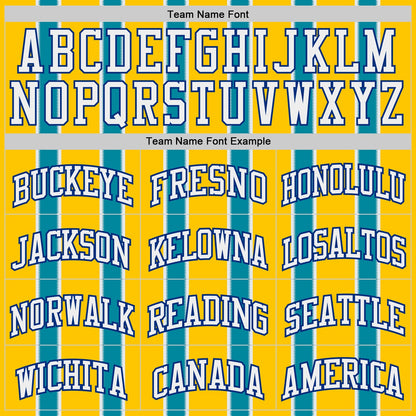Custom Yellow White Teal Royal-Black Geometric Stripe Round Neck Sublimation Basketball Uniform Jersey