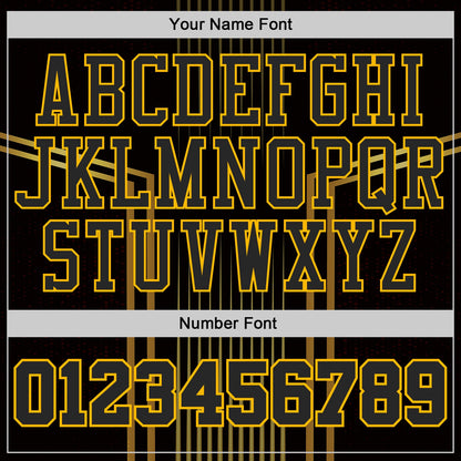 Custom Black Old Gold-Gold Vertical Stripe Gradient Round Neck Sublimation Basketball Uniform Jersey