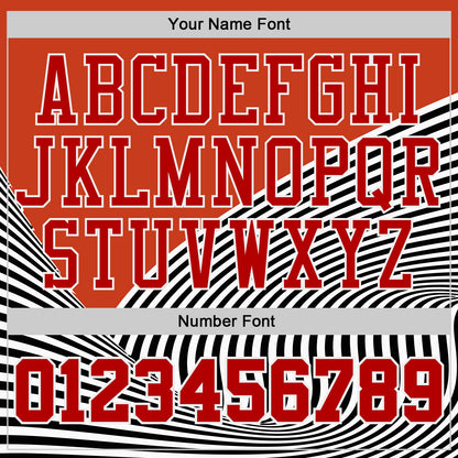 Custom Orange Red Black White-Gold Wave Stripe Round Neck Sublimation Basketball Uniform Jersey