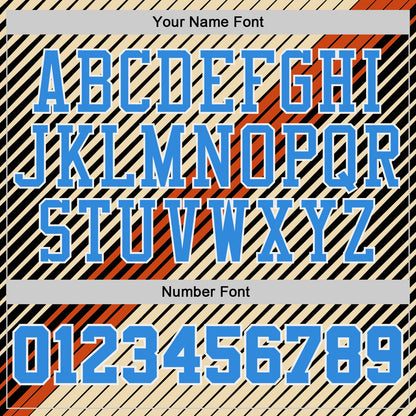 Custom Cream Powder Blue Black White Red-Gold Geometric Stripe Round Neck Sublimation Basketball Uniform Jersey