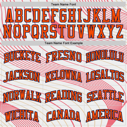 Custom White Orange Neon Pink Old Gold-Navy Wave Stripe Round Neck Sublimation Basketball Uniform Jersey