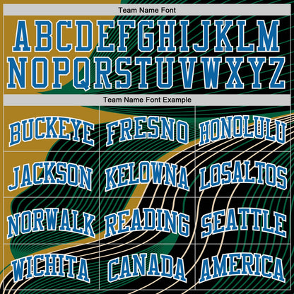 Custom Black Blue Green Old Gold White-Red Wave Stripe Round Neck Sublimation Basketball Uniform Jersey