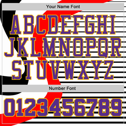 Custom White Purple Red-Gold Wave Stripe Round Neck Sublimation Basketball Uniform Jersey
